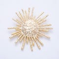 Gold 63.8mm Hammered Celestial Sun Pin Brooch Textured Boho Sun Rays Jewelry Accessory for Coats Bags Scarves | BH-032