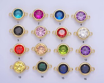 10 mm 誕生石チャームコネクタ 14k ゴールドフィルド 卸売誕生石バルク