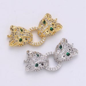 1x leopard charms bracelet connector gold silver link connector animal jewelry supplies component for bracelet component | f-446, f-447