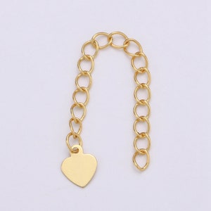 Gold Filled Chain Extender For Necklace Bracelet Supply Component Findings Extenders w/ Heart charm, K-624