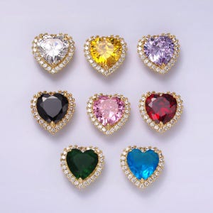 Cubic gold filled dainty cz heart spacer bead, gold micro pave color love diamond zirconia stone spacers for bracelet necklace | b851
