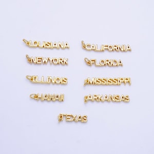 18k gold filled state california new york florida chicago charm necklace bracelet for diy jewelry making supply travel charm inspired d814
