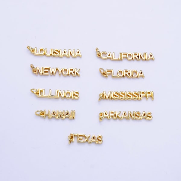 18k gold filled state california new york florida chicago charm necklace bracelet for diy jewelry making supply travel charm inspired d814