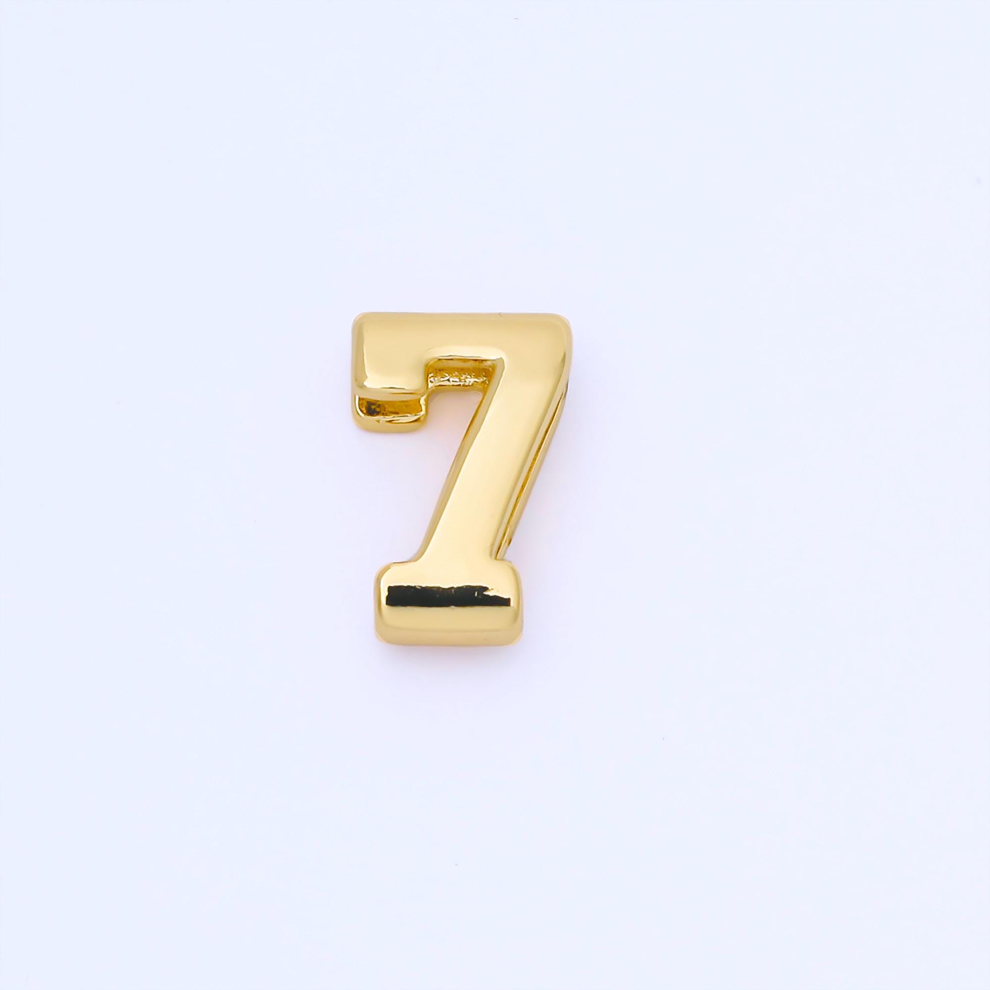 24k Gold Filled Varsity Number Beads Charm Sport Number Spacer 3D Gold ...