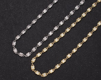 Gold Square Bezel Cut Chain Jewelry Silver Dainty Chain by Yard Geometric Jewelry DIY Jewelry Making Roll-874 Roll-873