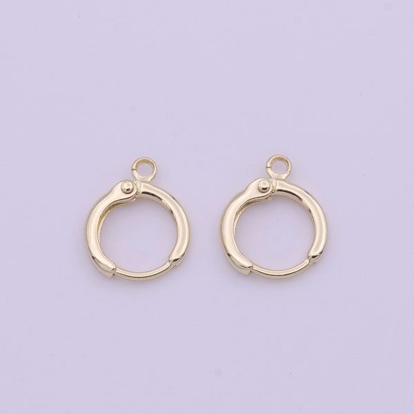 1 pair Gold Round Huggies Hoop Lever back Earring With Open Link for Charm Earring Jewelry Making K-293