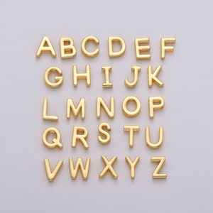 1x Gold  Initial Letter Pendant, Initials Letter Bead Charm Side slider Letter A-Z Personalized Alphabet Jewelry making, ALPH-013