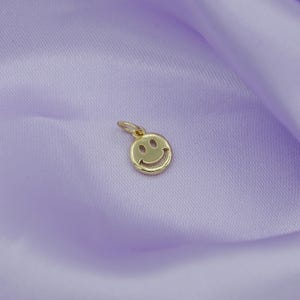 Mini gold happy face charm, double sided smile face charms,emoticon face in gold round dainty smile charm summer trend jewelry,d-651, d-697