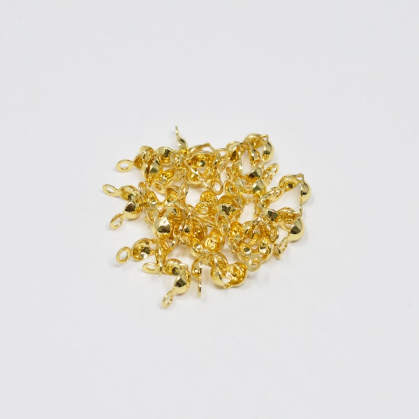 6Pcs Gold Clamshell End Tip Beads 3.9mm diameter, Ball Chain Clasps Gold  Clasp for Connector ball chain Crimp Beads L-166