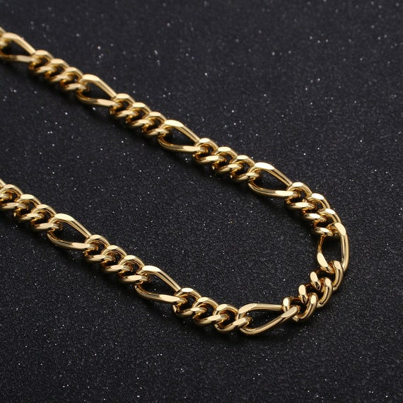 24K Gold Figaro Chain by Yard 6mm Figaro Chain Wholesale Bulk
