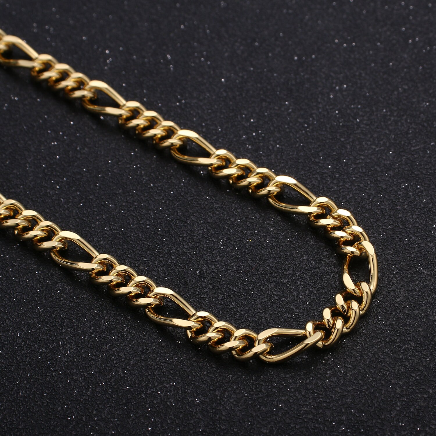 24K Gold Figaro Chain by Yard 6mm 