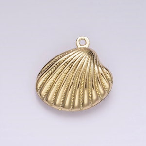 14K Gold Filled 19.2mm Clam Shell Pendant for DIY Jewelry Bracelet Necklace Earring Charm Under The Sea Inspired | AG-618