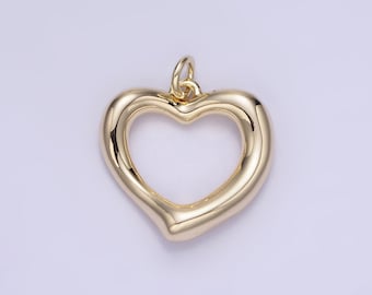 Dainty Gold Heart Charm for Necklace Earring Component Open Heart Pendant Dangle Charm Minimalist Jewelry Supply AG726