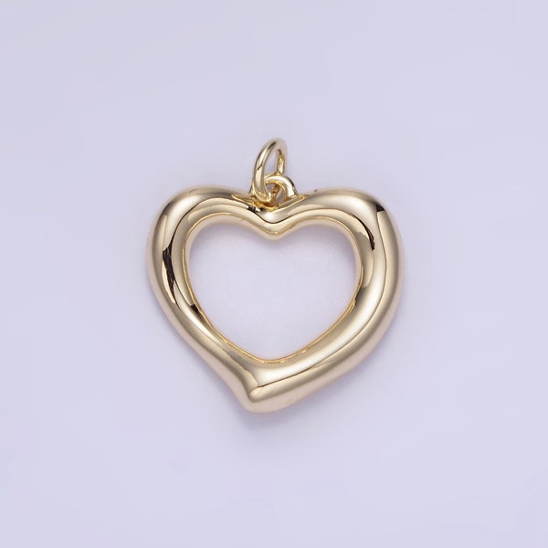 Dainty Gold Heart Charm for Necklace Earring Component Open Heart Pendant Dangle Charm Minimalist Jewelry Supply AG726