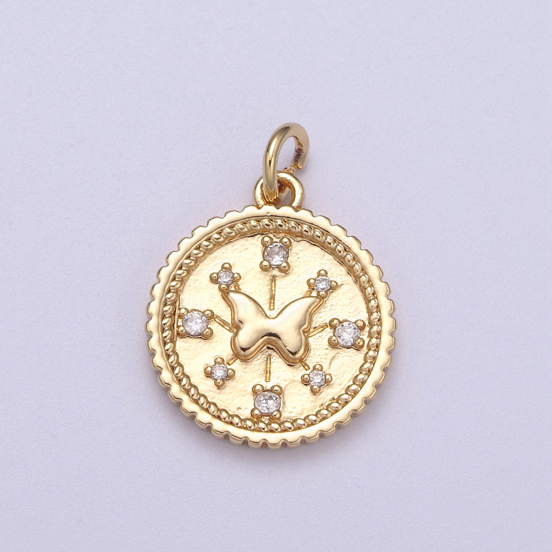 Small Butterfly Charm Pendant 16K Gold Filled CZ Micro Pave - Etsy