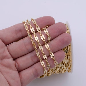 24K Gold Filled Unfinished Chunky Unique Flat Bar Link Chain, Bulk  Wholesale Gold Chain for Jewelry Making ROLL-780 -  Finland