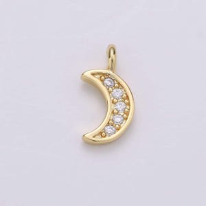Tiny half moon pendant, moon charm, jewelry supplies dainty crescent moon charm for celestial jewelry making, chgf-23