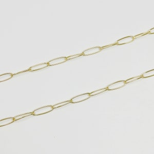 Oval Paperclip Chain 24K Gold  by Yard,  Oval Link Chain by Foot, Paper Clip Link for DIY Craft, Roll-369