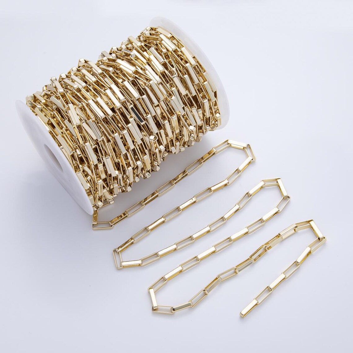 Chunky 18k Gold Filled Elongated Boxy Rectangle Paper Clip Chain 15.1mm ...