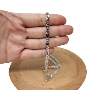 1 cadena de oro blanco de 17,7'', lista para usar, delicada cadena de fígaro en capas, para collar con dije colgante, 628