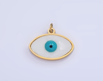 Colgante de ojo turco de acero inoxidable dorado con amuleto de protección y bendición (p-980)