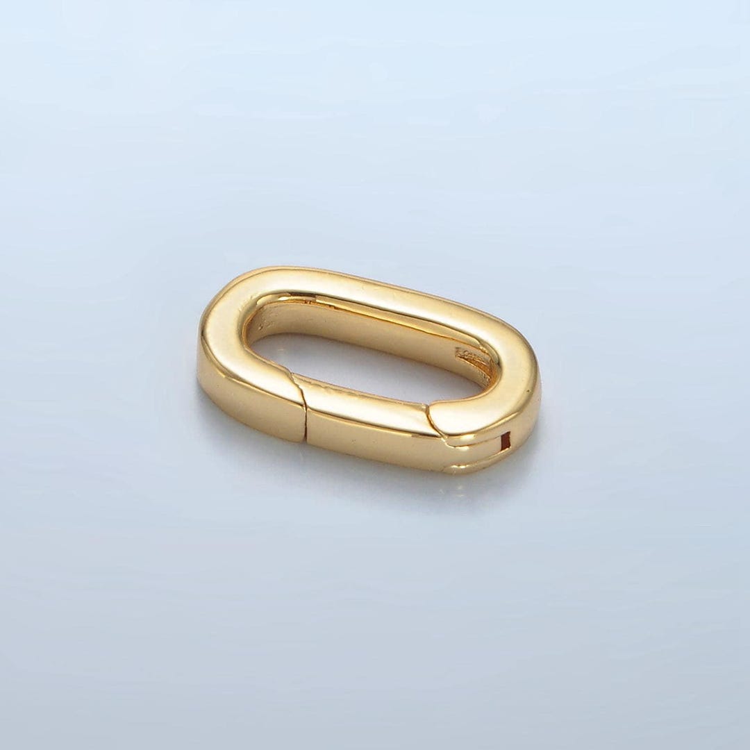 24k Gold Filled Oval Carabiner Clasp, Carabiner Lock Connector, Spring ...