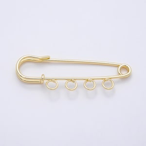 16K guldfylld 50 mm 4-öglor minimalistiska säkerhetsnålsdetaljer berlockhållare brosch gör-det-själv-tillbehör för specialklämma | Findings-00172 bild 1
