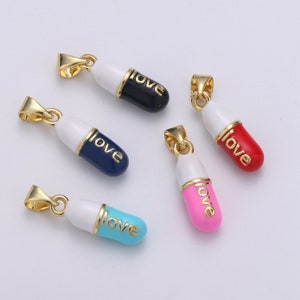 1pc. LOVE Choose Color Pill Charm Necklace, Dainty Word Charm,Love Pill Charm Necklace Pendant  Hope Optimist Minimalist Jewelry PDGF-2081