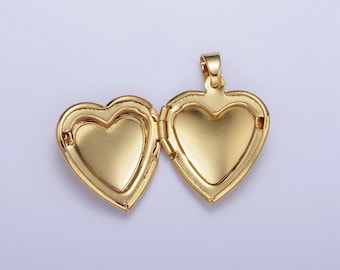 Gold Decorative Heart Locket Pendant, 24K Gold Plated Love Heart Openable Locket Charm | X-678