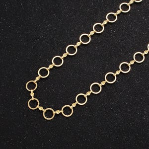 Chaîne forçat cercles ronds en or de 6,0 mm w. connecteur en forme d'étoile septentrionale en forme de huit par mètre, chaîne à rouleaux en vrac remplie d'or 24 carats | rouleau-850