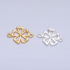 Mini S925 Sterling Silver Flower Charm Connector Minimalist Gold Vermeil Hibiscus Link Connector | SL-520