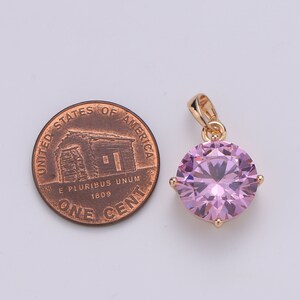 Ciondolo in oro 18 carati con zirconi ametista, ciondolo cubico rosa solitario per gioielli facili da fare da soli, ciondolo sofisticato, PDGF-1984 immagine 3