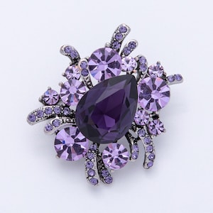 Broche Fleur Vintage Cristal Et Verre - Argenté - Inspiration Rétro