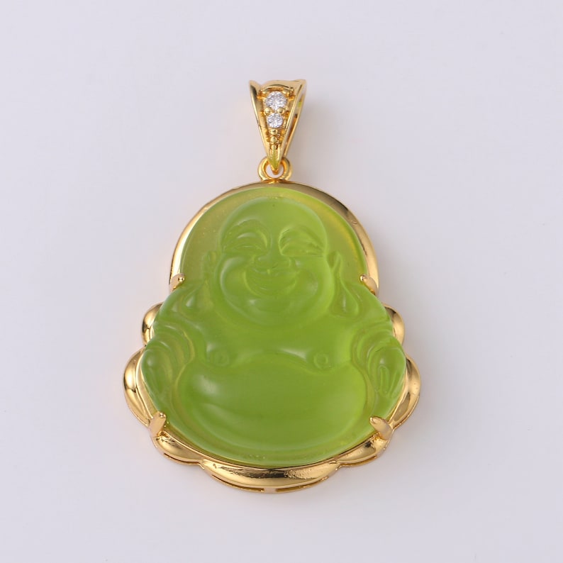 1x Gold Buddha Pendant Laughing Buddha Buddhism Religious Jewelry Making Statement Necklace Jewelry Making Supply,O152, O157, O162 Lime