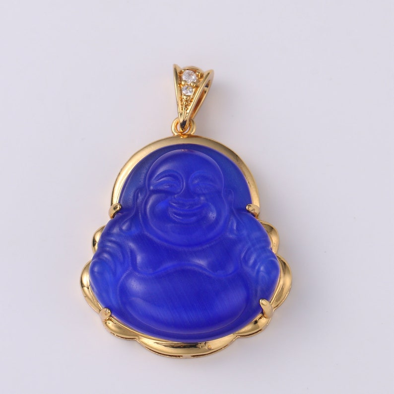 1x Gold Buddha Pendant Laughing Buddha Buddhism Religious Jewelry Making Statement Necklace Jewelry Making Supply,O152, O157, O162 Blue