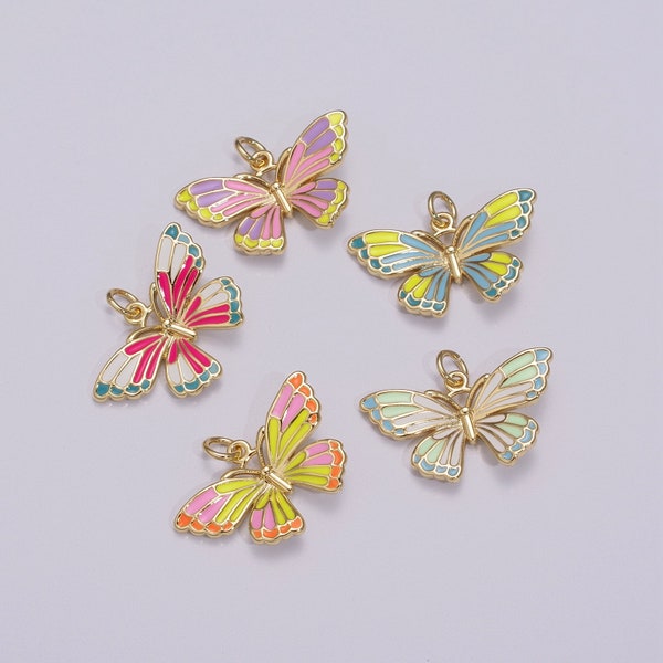 Enamel Mariposa Butterfly Charm 3 colors Butterfly Charm Pendant for Necklace Earring Supply Component in 14k Gold Filled,M-907-M911