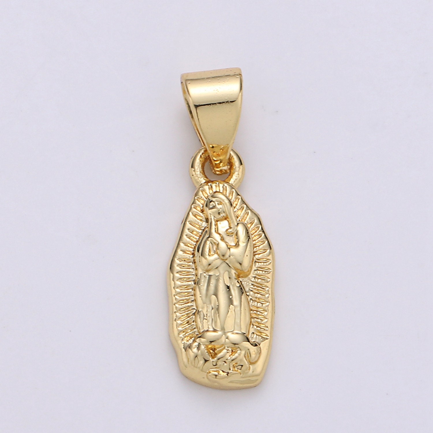 Vintage Mary Charm Necklace 14K Gold Filled Holy Mary Pendant Etsy