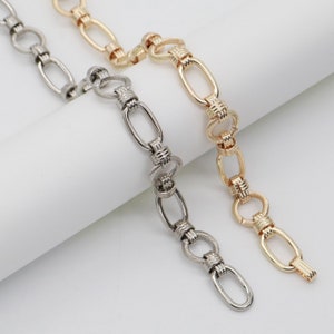 Gold  Fancy Both sides Chain by Yard, Link Cable  Double Round Chain by Foot, Wholesale bulk Roll Chain Jewelry Making 11.7 mm -557 , 558