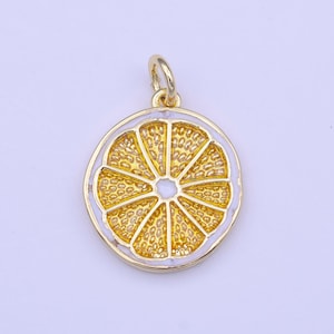 Enamel sliced orange fruit charm yellow lemon charm gold pendant for necklace earring supply component c694