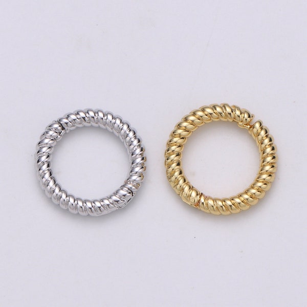 1 pc Twisted Gold Spring Gate Ring, 11 mm Marine Rope Push Gate ring, Charm Holder Clasp for Connector, Wristlet Holder SUPP-1003, 1004