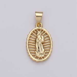 Dainty 24k gold  virgen de guadalupe pendant, catholic jewelry, our lady of guadalupe charm catholic religious jewelry