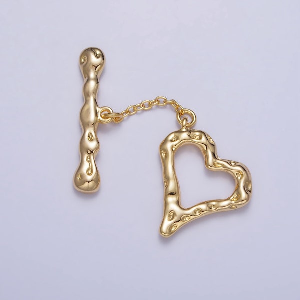Abstract Heart Toggle Clasp Dainty OT Gold Clasp Silver Rustic Fancy Toggle Clasp for DIY Jewelry Making Supply Findings Z110