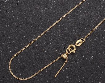 18.0" Adjustable Necklace ready to wear 24k Gold Filled Flat Cable Chain Necklace Dainty Chain For Jewelry Making with Pendant Charm WA-737