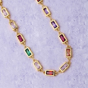 14k gold  micro pave colorful charm chain by yard, cz charm specialty link chain by foot, chain size 11.5x5mm, roll- 106,107