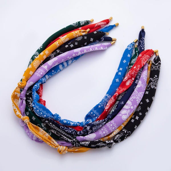 Gold  25mm Red Blue Green Handmade Bandana Scarf Necklace Twisted Cotton Supply Boho DIY Jewelry Making | WA-04029