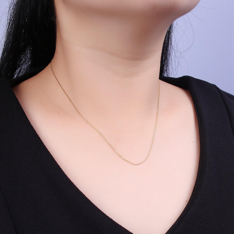 Adjustable Necklace 19 Inch Ready to Wear 24k Gold Filled Cable Chain ...