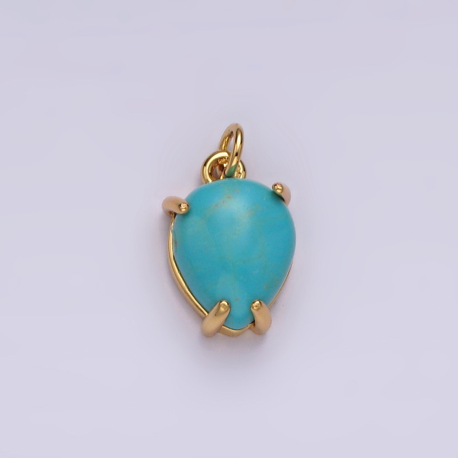 14K Gold Filled 13mm Teardrop Turquoise Gemstone Charm AC783
