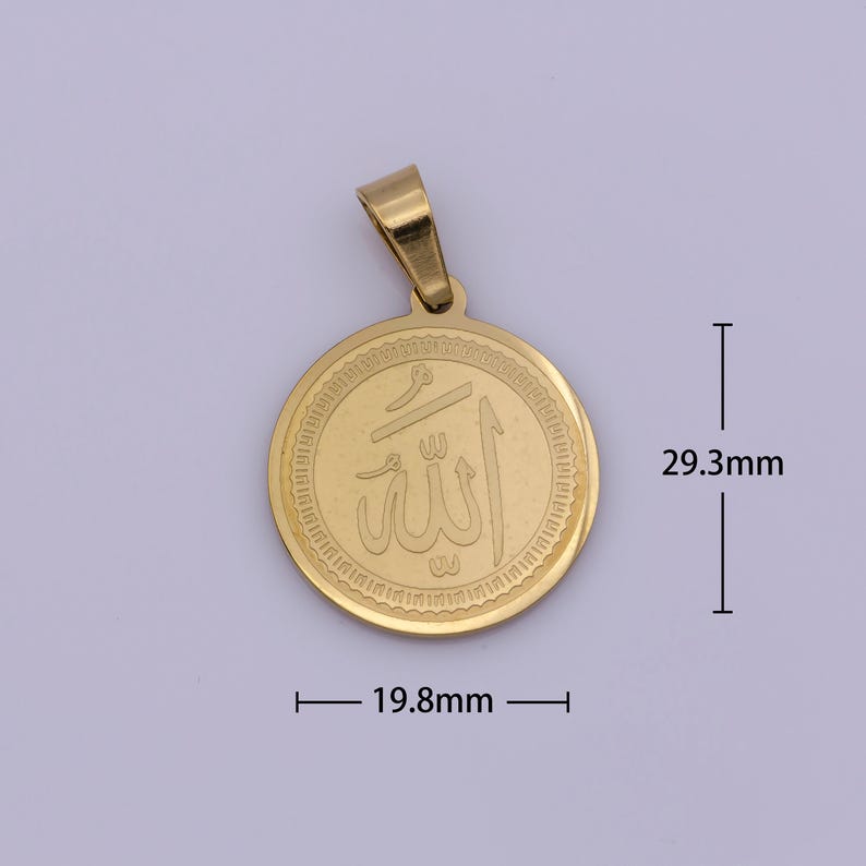 Stainless Steel Arabic Word Calligraphy Coin Medallion Charm Pendant ...