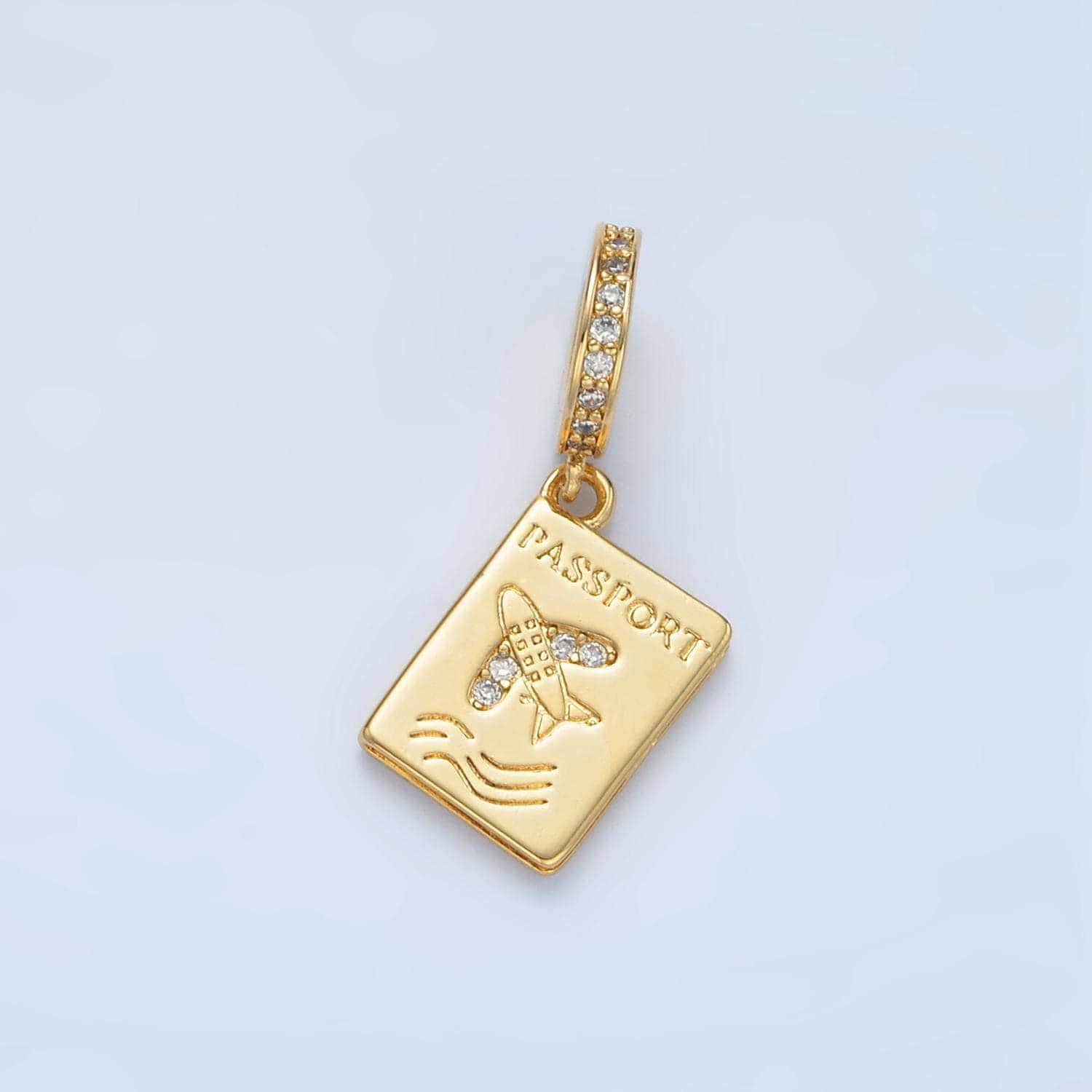 Mini gold passport dangle charm tiny gold travel book pendant vacation inspired memory pendrant for minimalist jewelry making e369