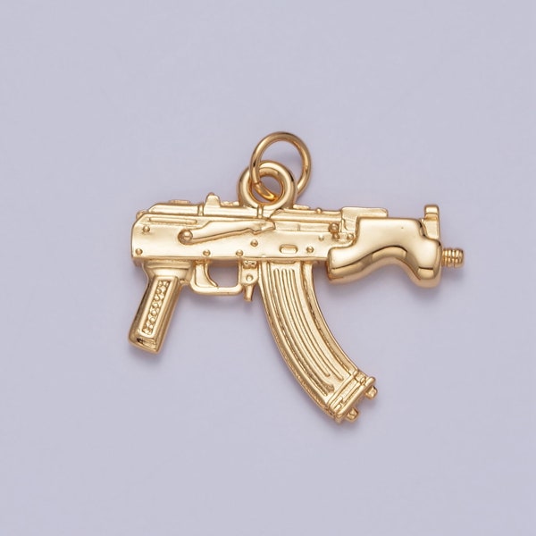 SP89 Semi-Auto Pistol Pendant 24K Gold Plated Gun Charm, Necklace Bracelet Charm Pendant | X-147